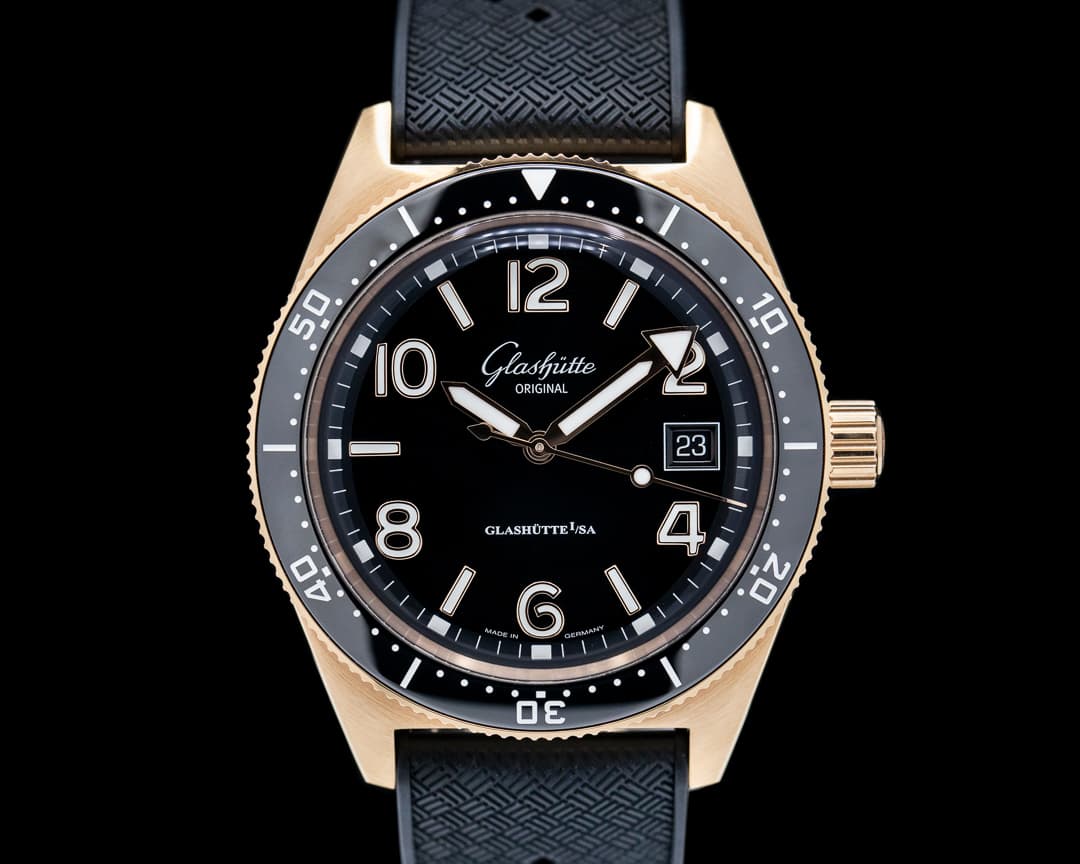 Glashutte Original SeaQ Black Dial 18k Rose Gold