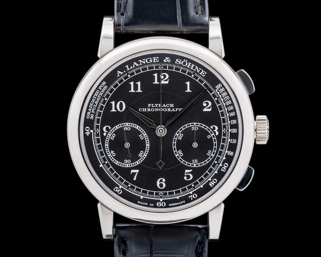 A. Lange and Sohne 1815 Chronograph 18K White Gold Black Dial 414.028