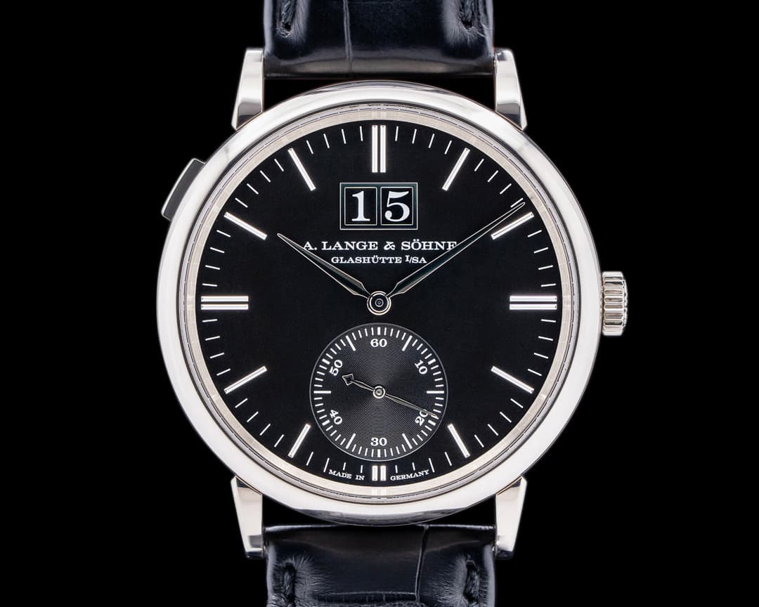 A. Lange and Sohne Saxonia 381.029 Outsize Date 18K White Gold / Black Dial