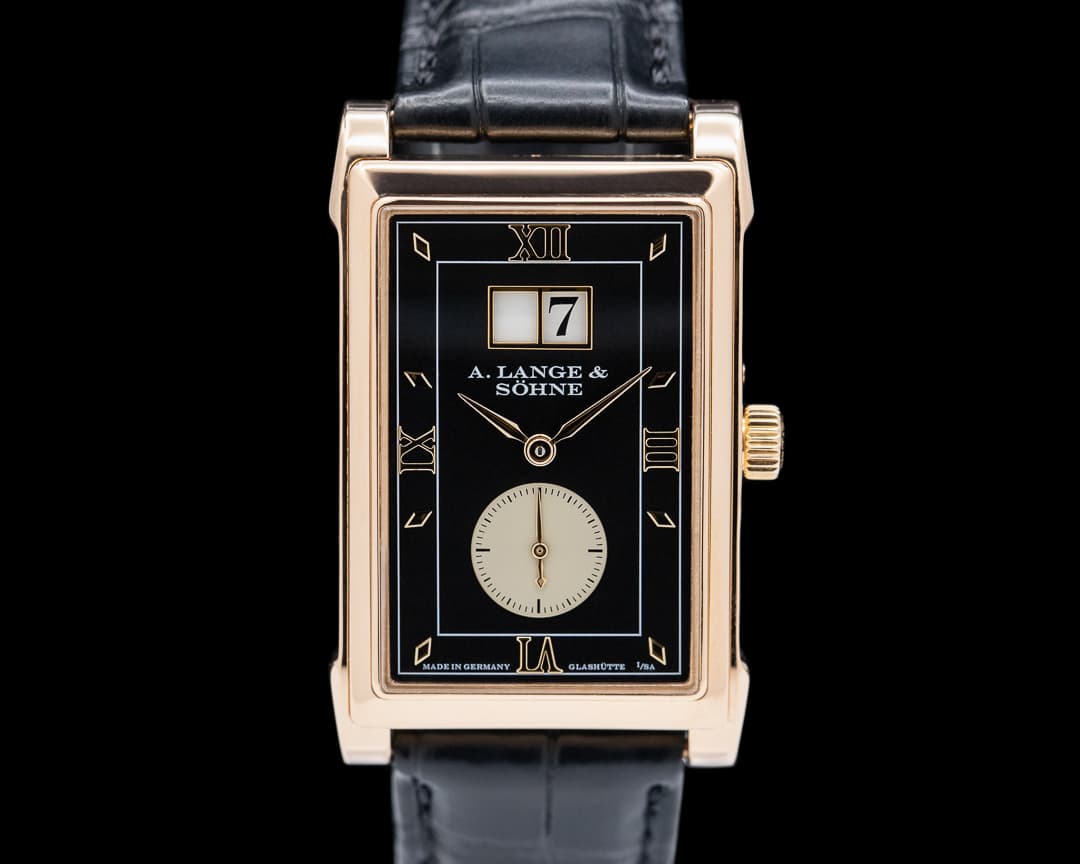 A. Lange and Sohne Cabaret 107.031 18K Rose Gold Black Dial RARE