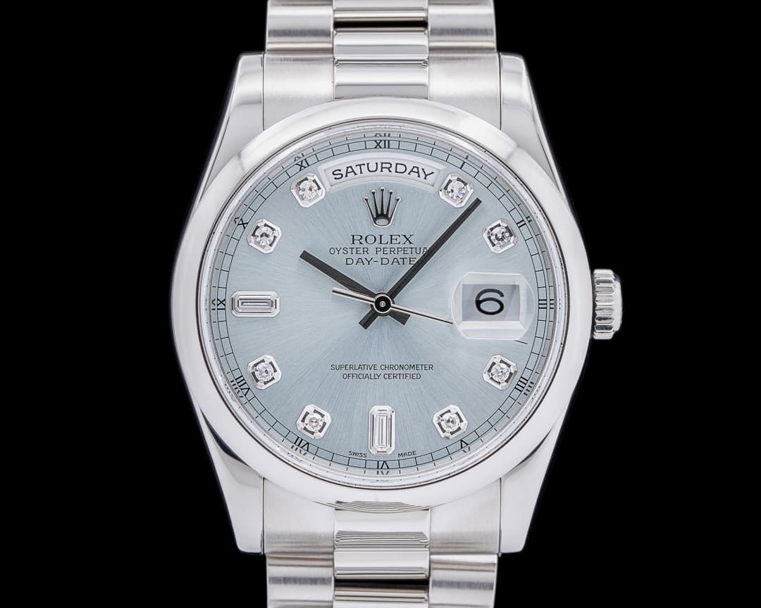 Rolex President 118206 Platinum Glacier Diamond Dial