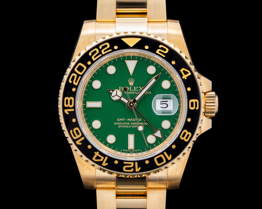Rolex GMT Master II 116718 Green Dial 18K Yellow Gold
