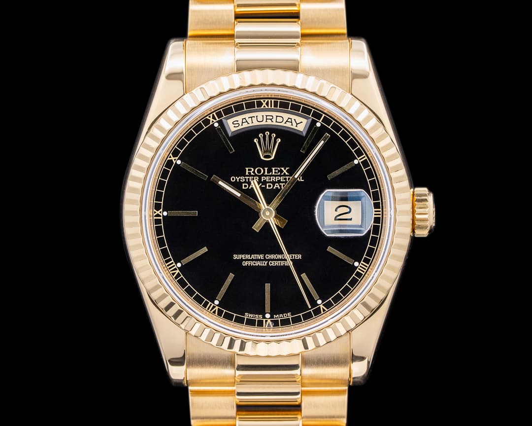 Rolex Day Date President 118238 Black Dial 18K Yellow Gold