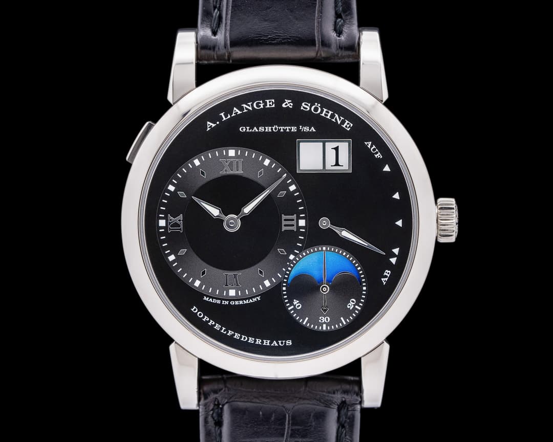 A. Lange and Sohne Lange 1 Moon 192.029 18K White Gold Black Dial
