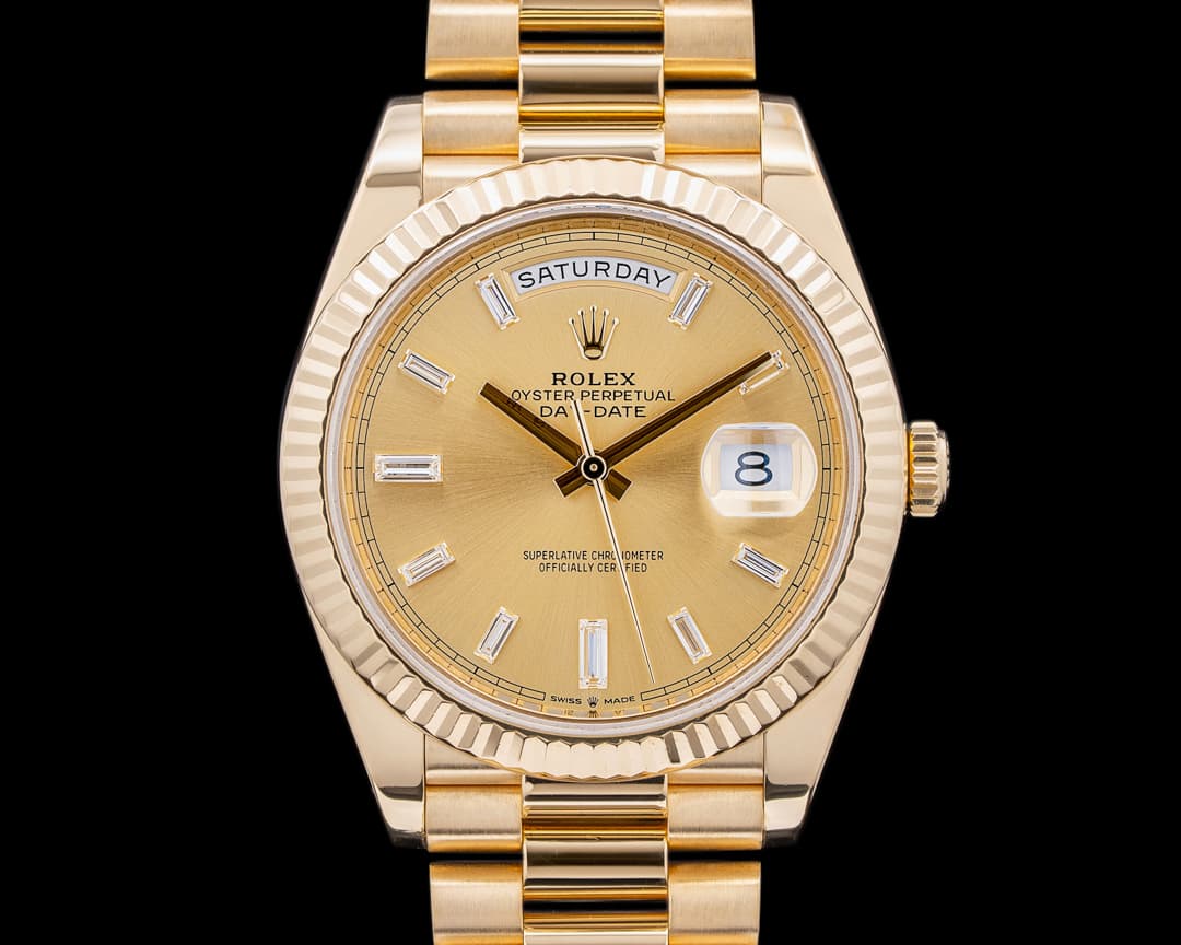 Rolex Day Date Presidential Champagne Baguette Dial / Yellow Gold 40MM