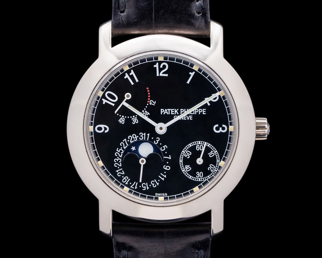Patek Philippe Moon Phase Power Reserve 5055G Black Dial 18K White Gold