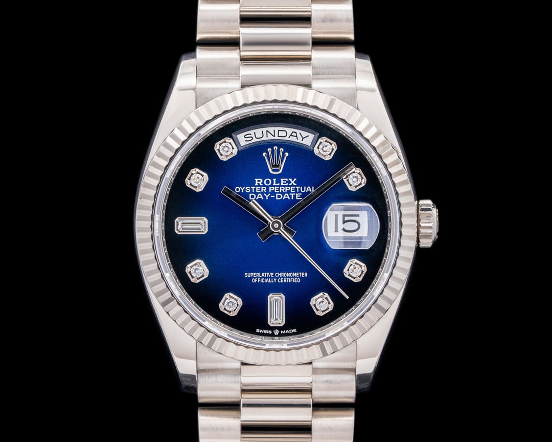 Rolex Day Date President 128239 "Blue Ombre" Fume Diamond Dial