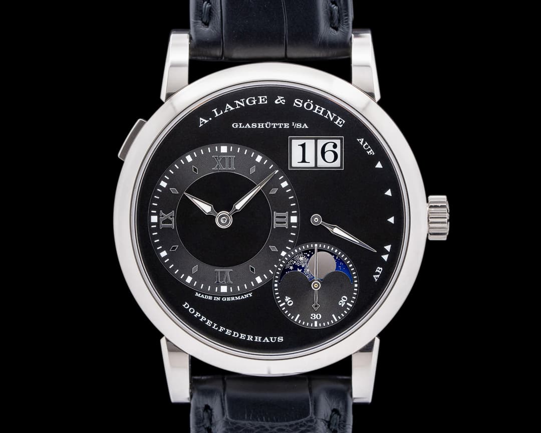 A. Lange and Sohne Lange 1 Moon 192.029 18K White Gold Black Dial