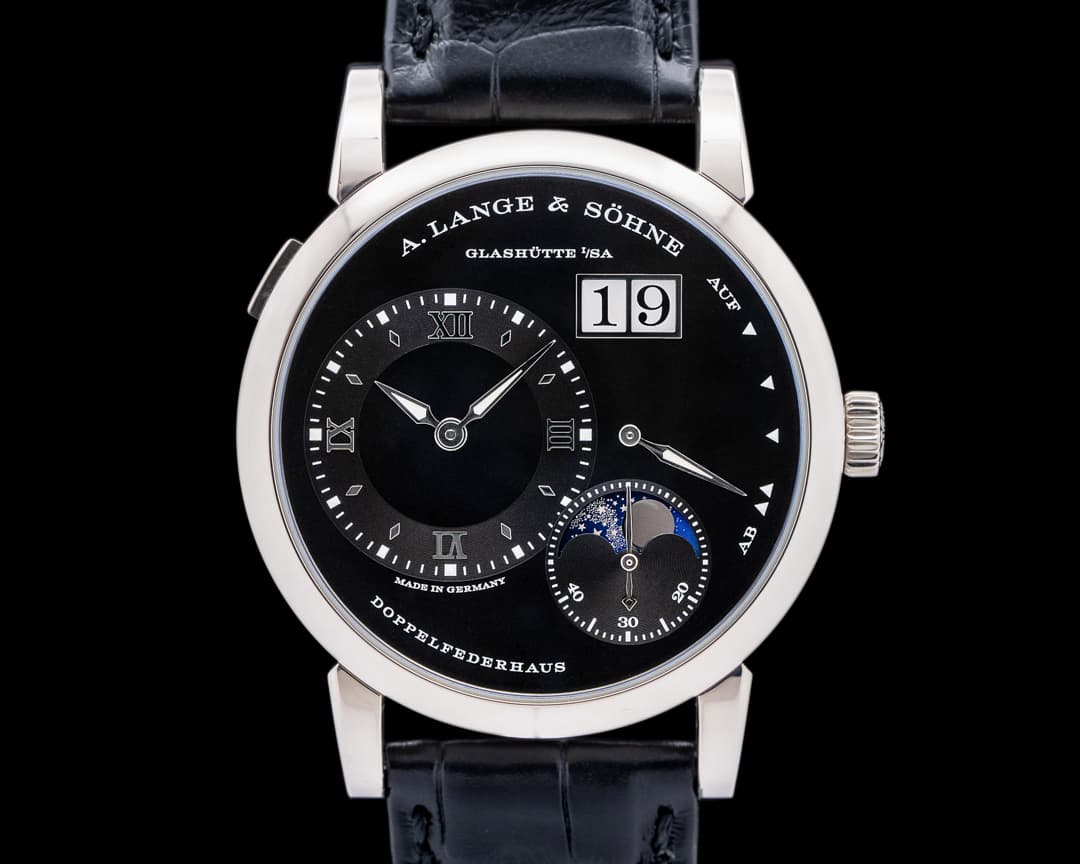 A. Lange and Sohne Lange 1 Moon 192.029 18K White Gold Black Dial
