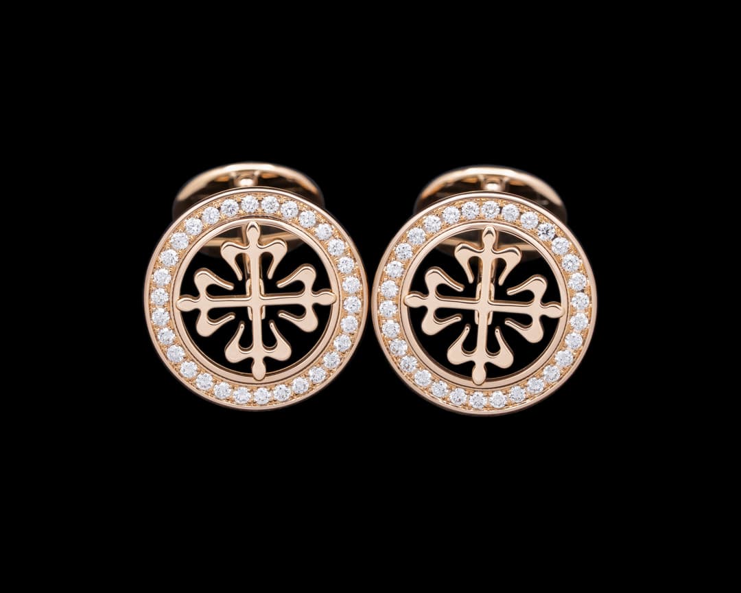 Patek Philippe Calatrava Cross Cufflinks Diamond Outer Ring Rose Gold