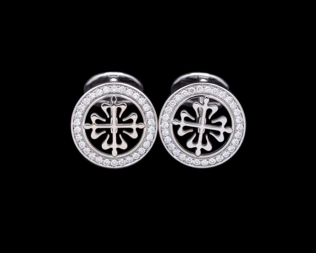 Patek Philippe Calatrava Cross Cufflinks Diamond Outer Ring White Gold