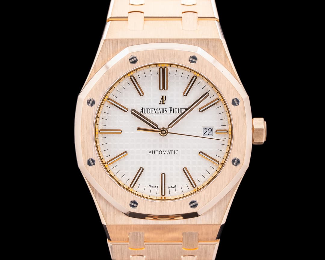 Audemars Piguet Royal Oak 15400OR Jumbo White Dial 18K Rose Gold + Bracelet
