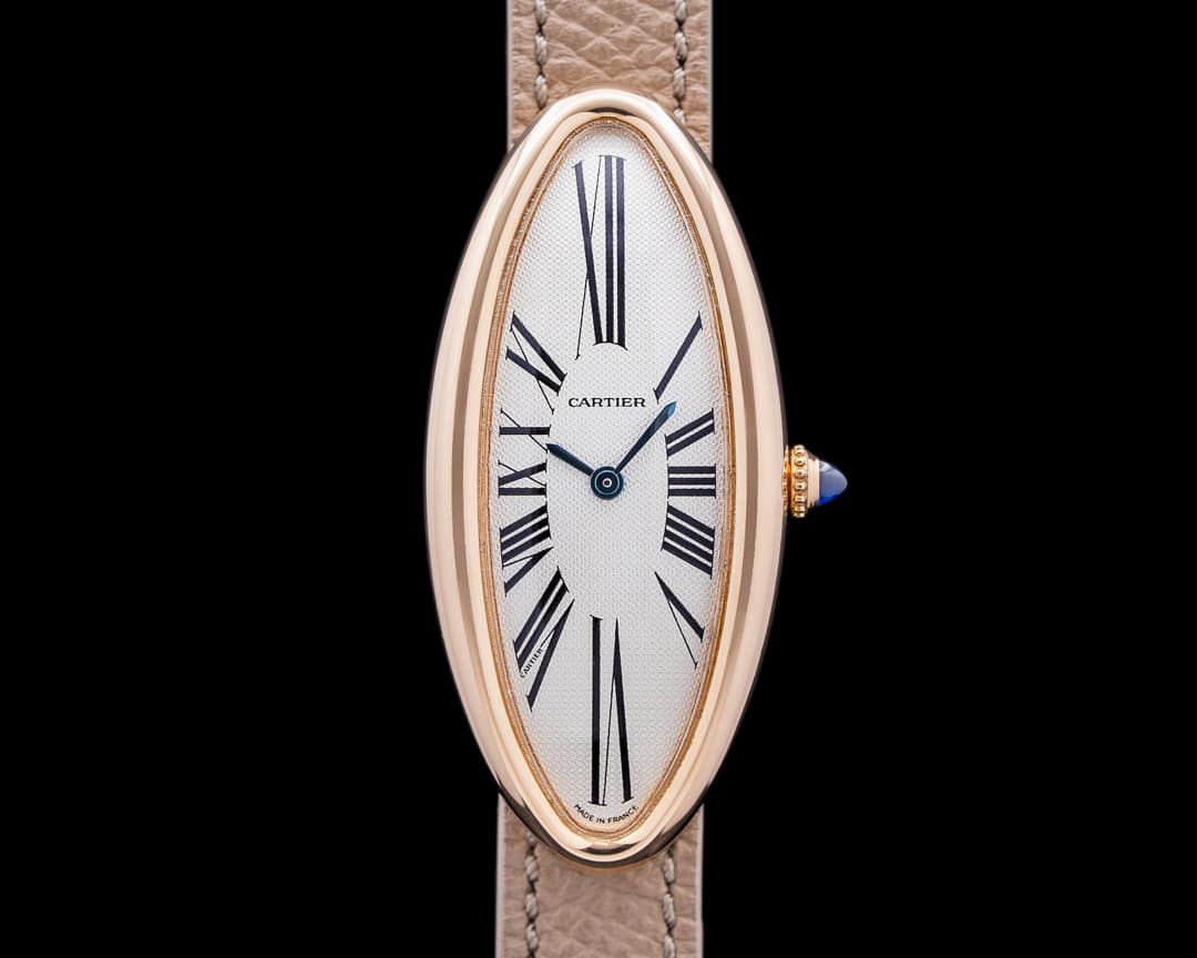 Cartier Baignoire Allongee 18K Rose Gold Guilloche Dial Mecanique 2515