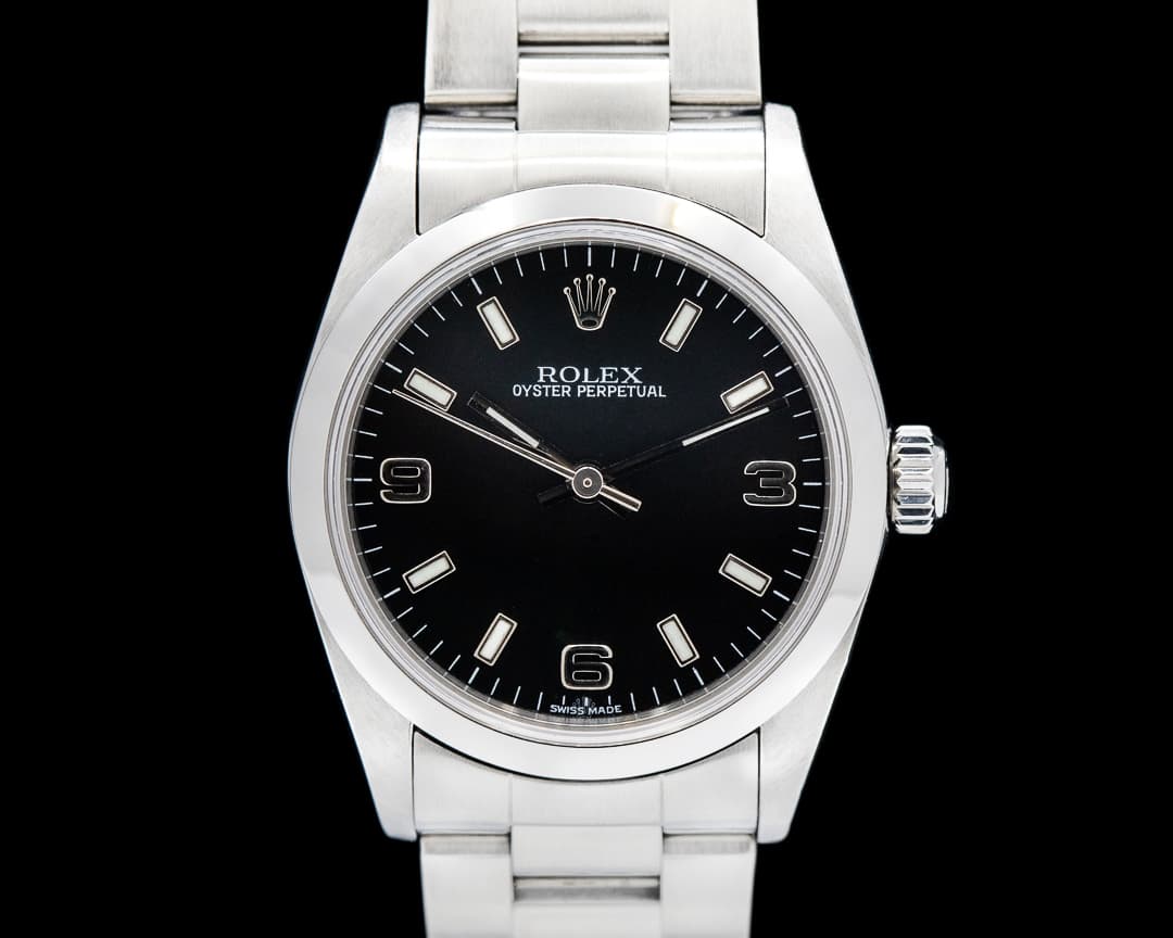 Rolex Oyster Perpetual Ladies No Date Black Dial SS