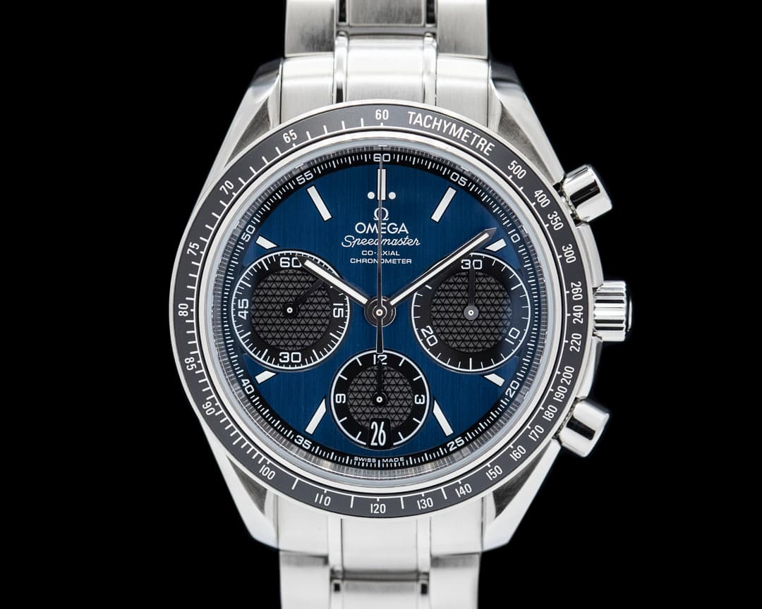 Omega Speedmaster Racing Co-Axial Chronograph Blue Dial SS Bracelet