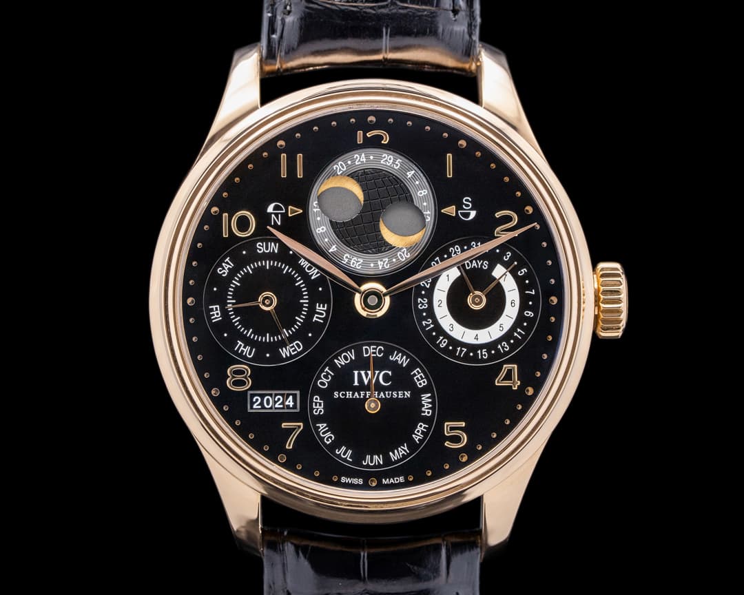 IWC Portuguese Perpetual Calendar 18K Rose Gold Black Dial