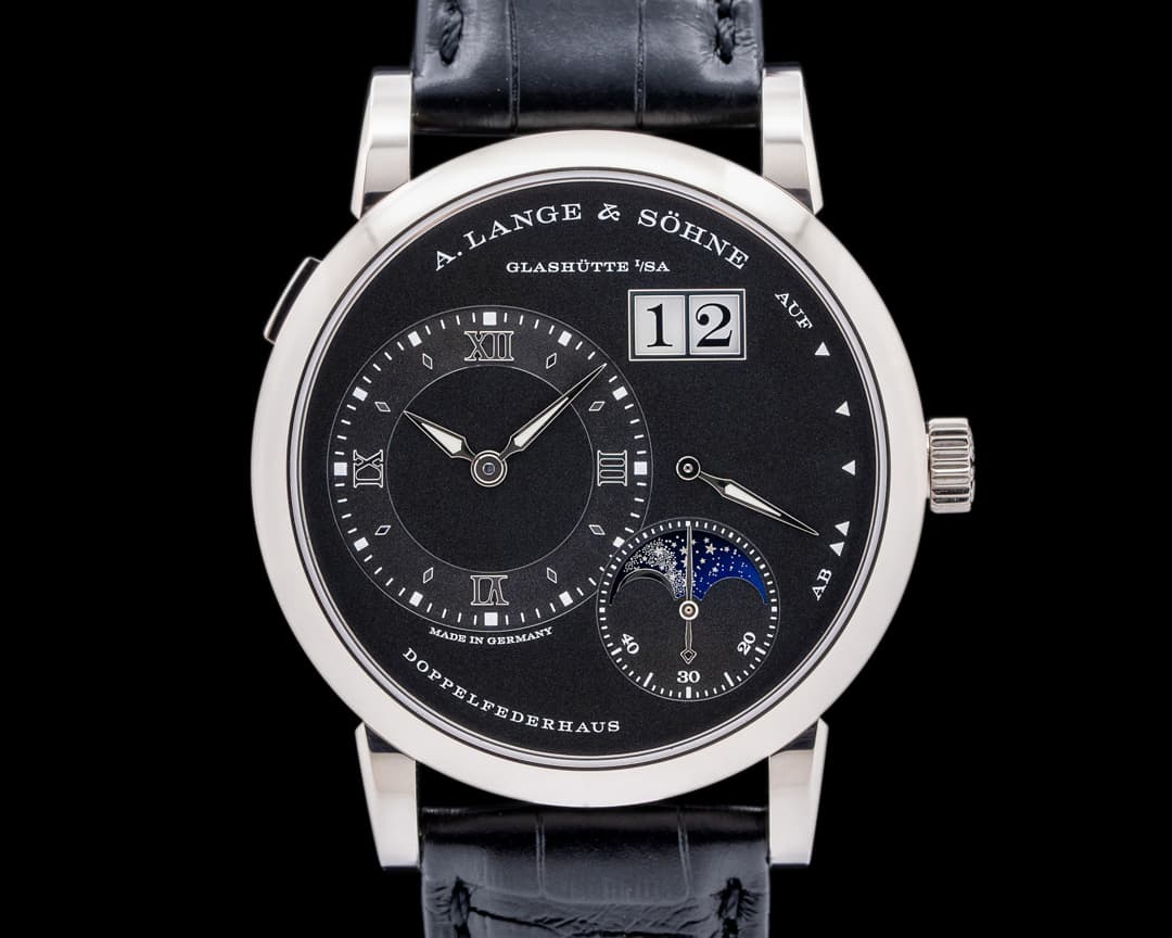 A. Lange and Sohne Lange 1 Moon 192.029 18K White Gold Black Dial