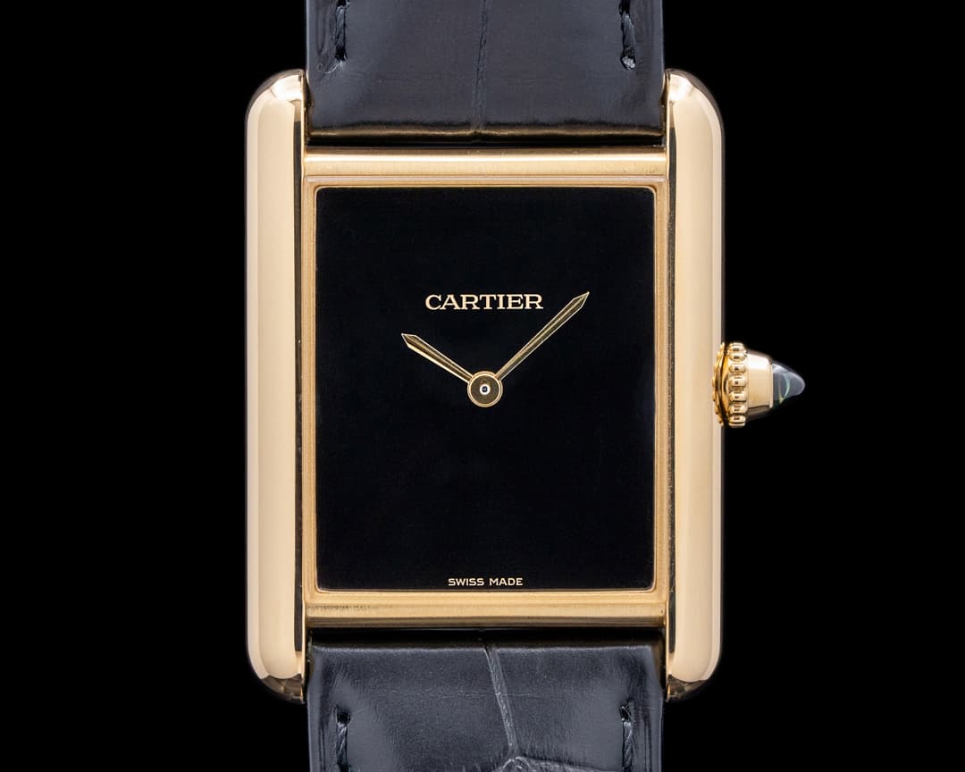 Cartier Tank Louis Black Dial 18K Yellow Gold