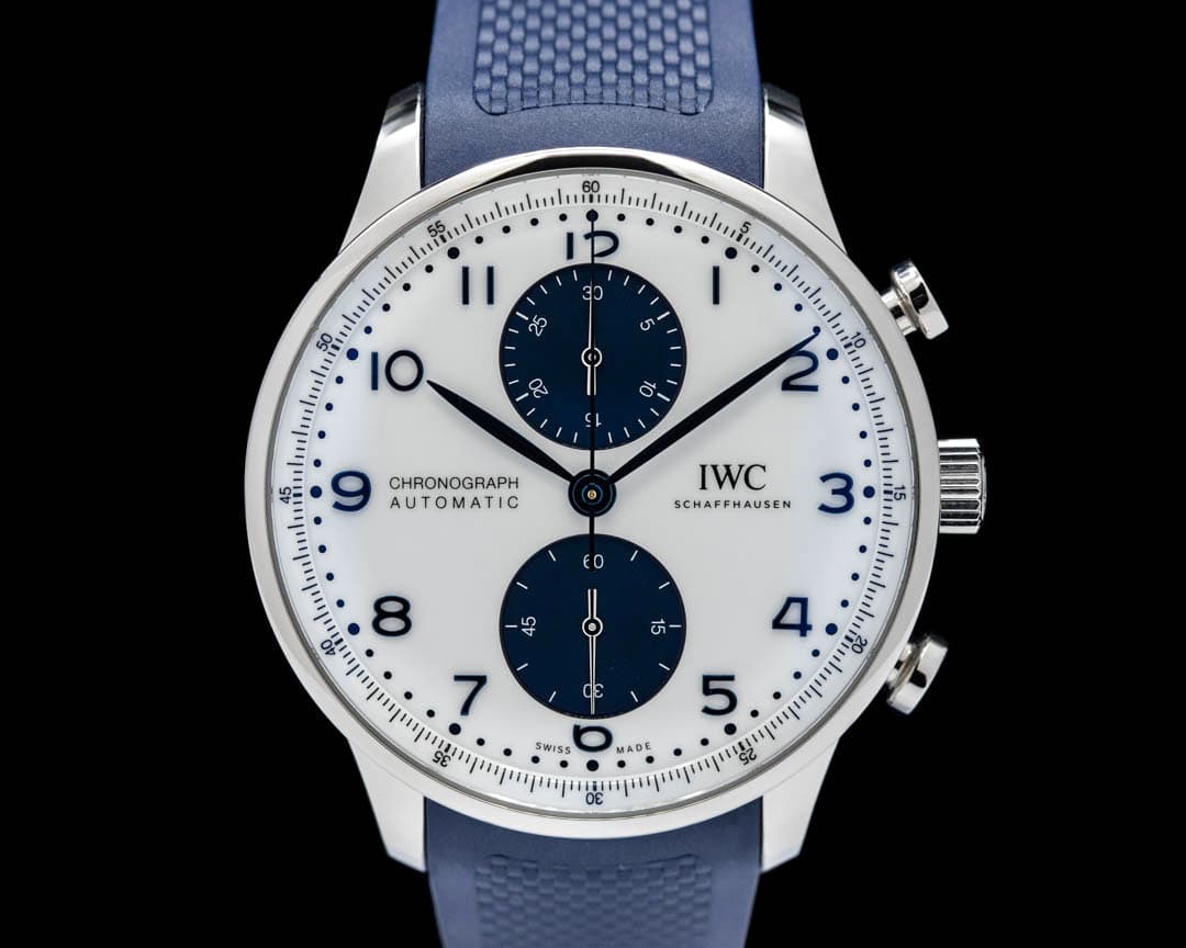IWC Portuguese Chronograph SS Silver/Blue Dial