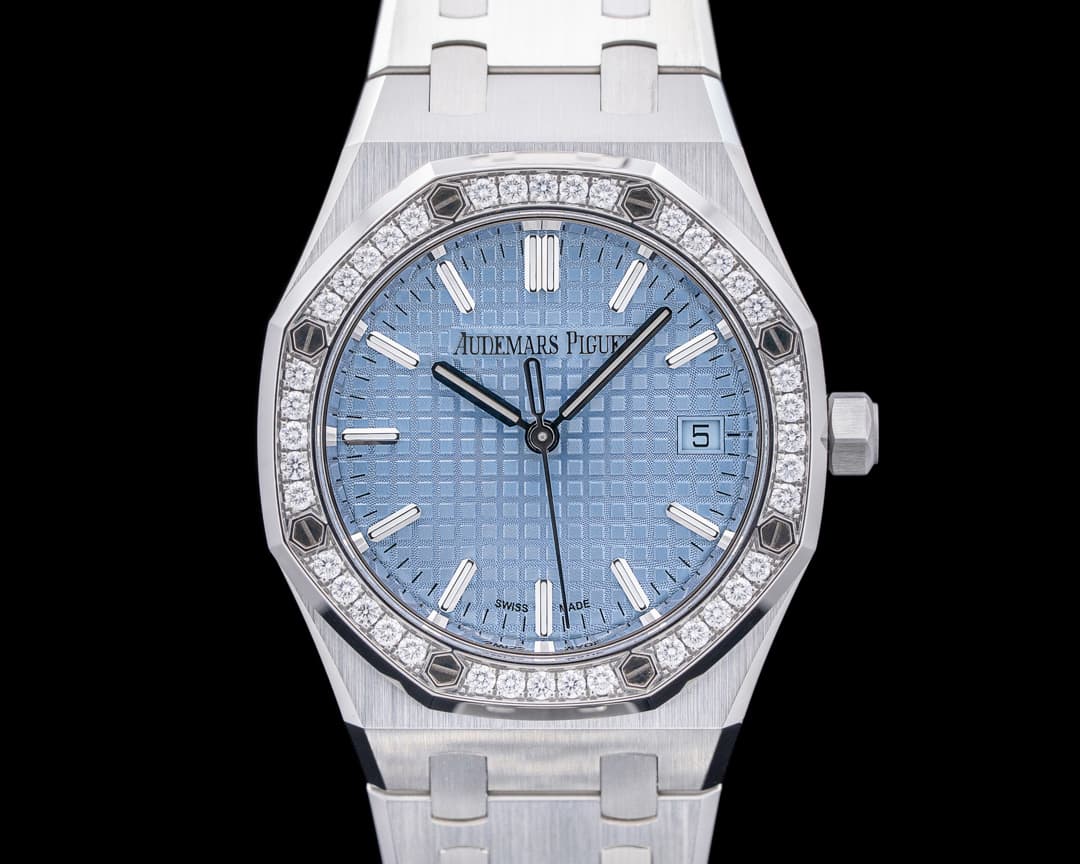 Audemars Piguet 77451ST Royal Oak 34MM Diamonds Ice Blue Dial