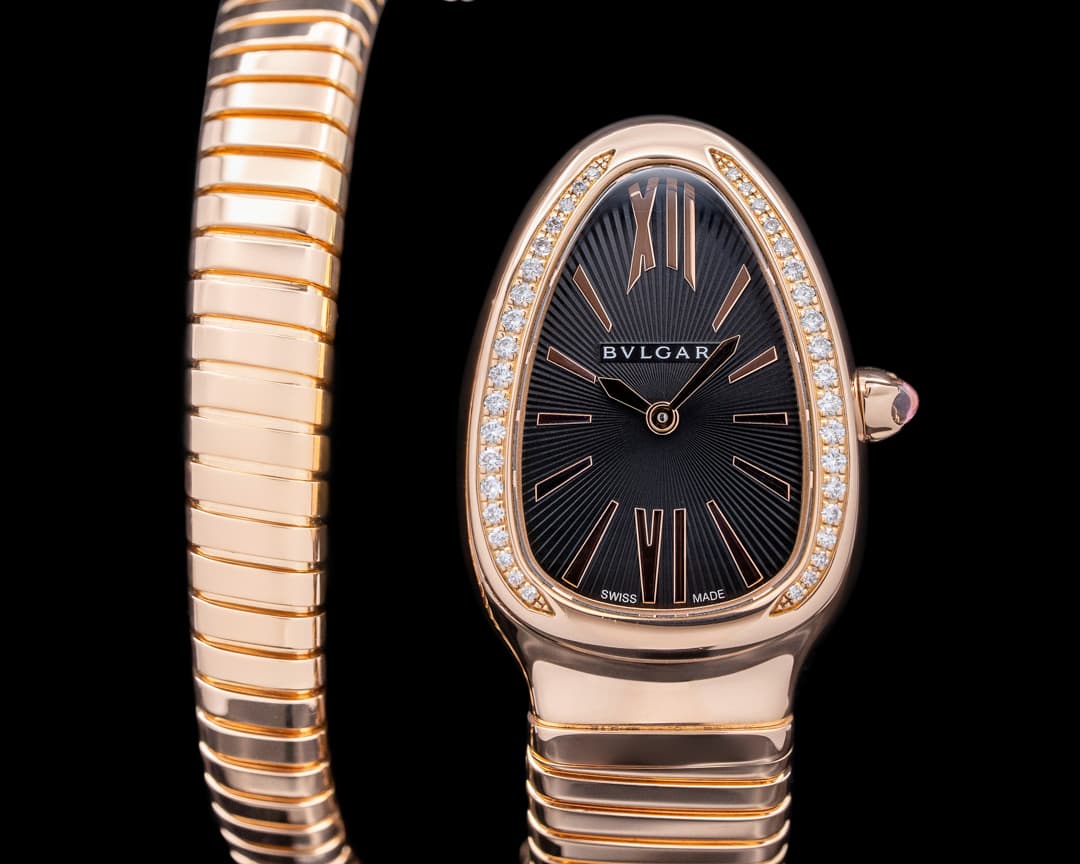 Bulgari Serpenti Tubogas Pink Gold Black Diamond Bezel