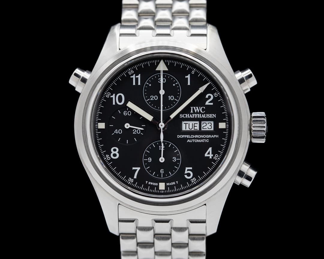 IWC Pilot Spitfire Doppelchronograph Black Dial SS