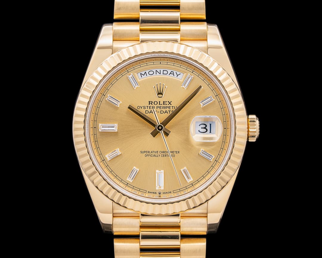 Rolex Day Date Presidential Champagne Baguette Dial / Yellow Gold 40MM