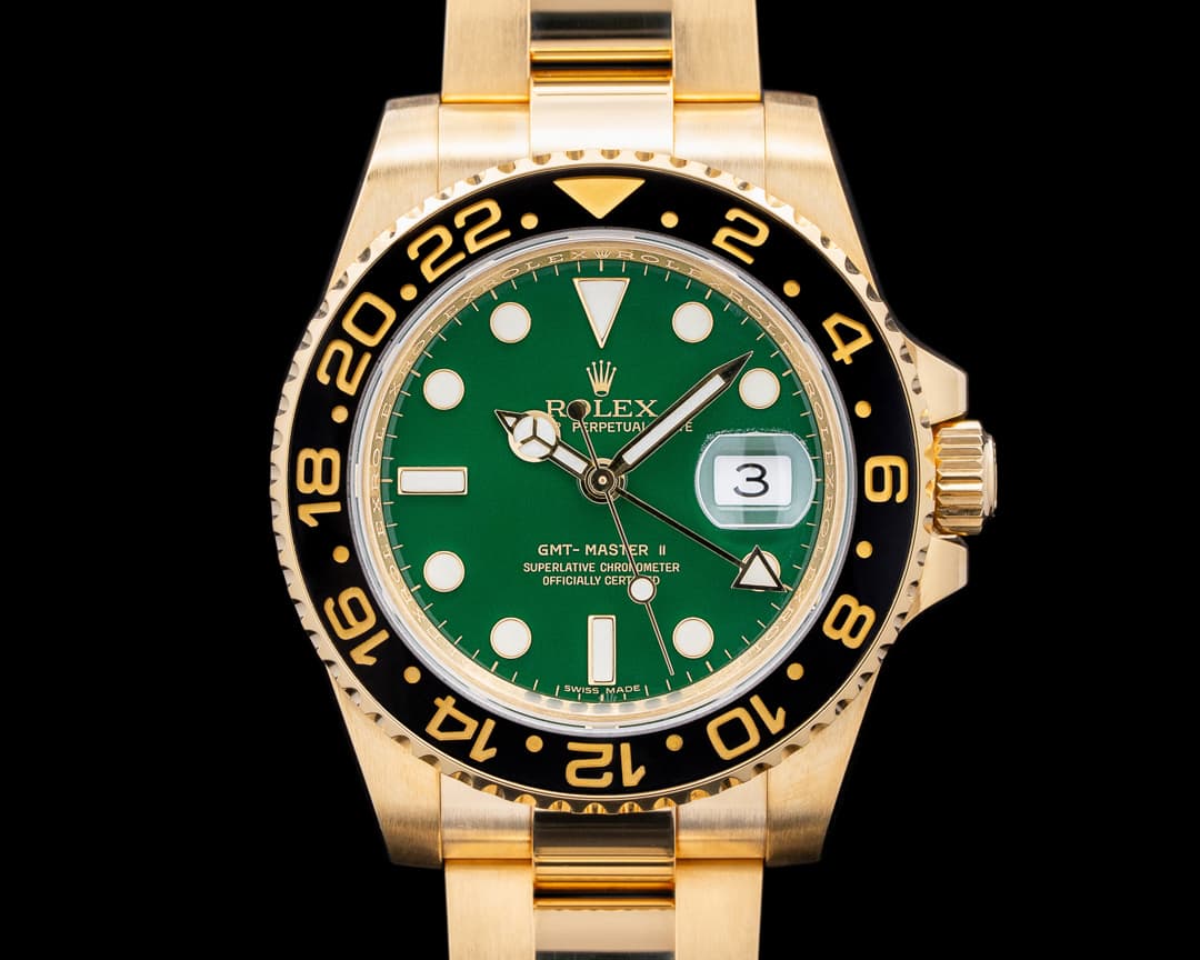 Rolex GMT Master II 116718 Green Dial 18K Yellow Gold