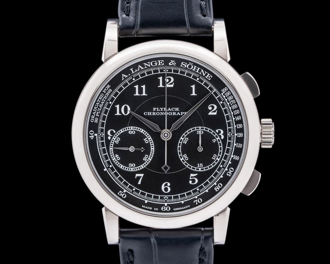 A. Lange and Sohne 1815 Chronograph 414.028 18K White Gold Black Dial