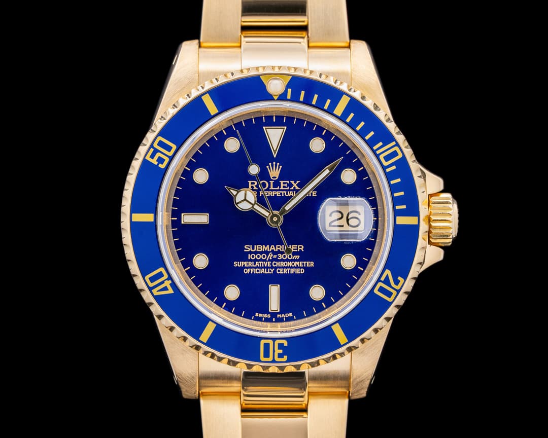 Rolex 16618 Submariner Blue Dial 18K Yellow Gold