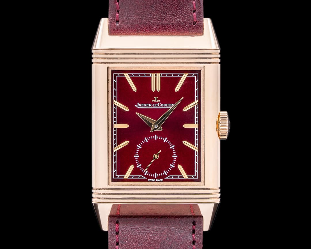 Jaeger LeCoultre Reverso Tribute Small Seconds 18K Rose Gold / Burgundy Dial
