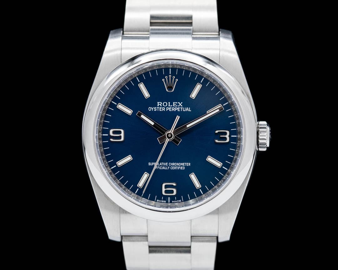 Rolex Oyster Perpetual SS Blue Arabic Dial