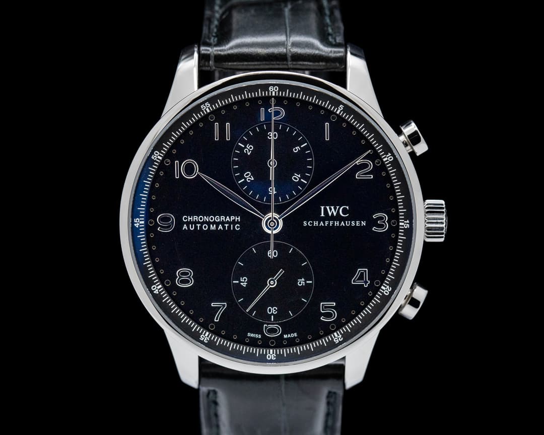 IWC Portuguese Chronograph SS Black Dial