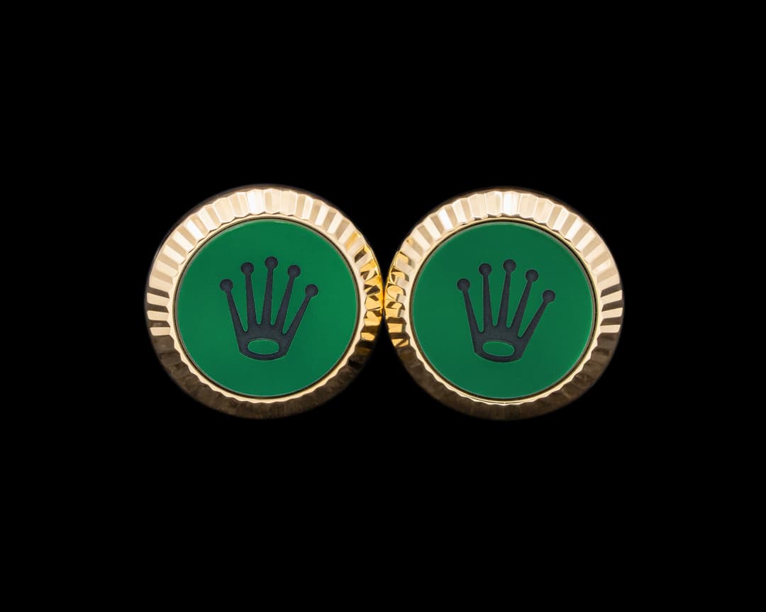 Rolex Cufflinks 18K Yellow Gold / Green Emblem 2024