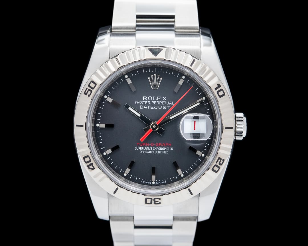 Rolex Datejust Turn-O-Graph 116264 SS Black Dial "Thunderbird"