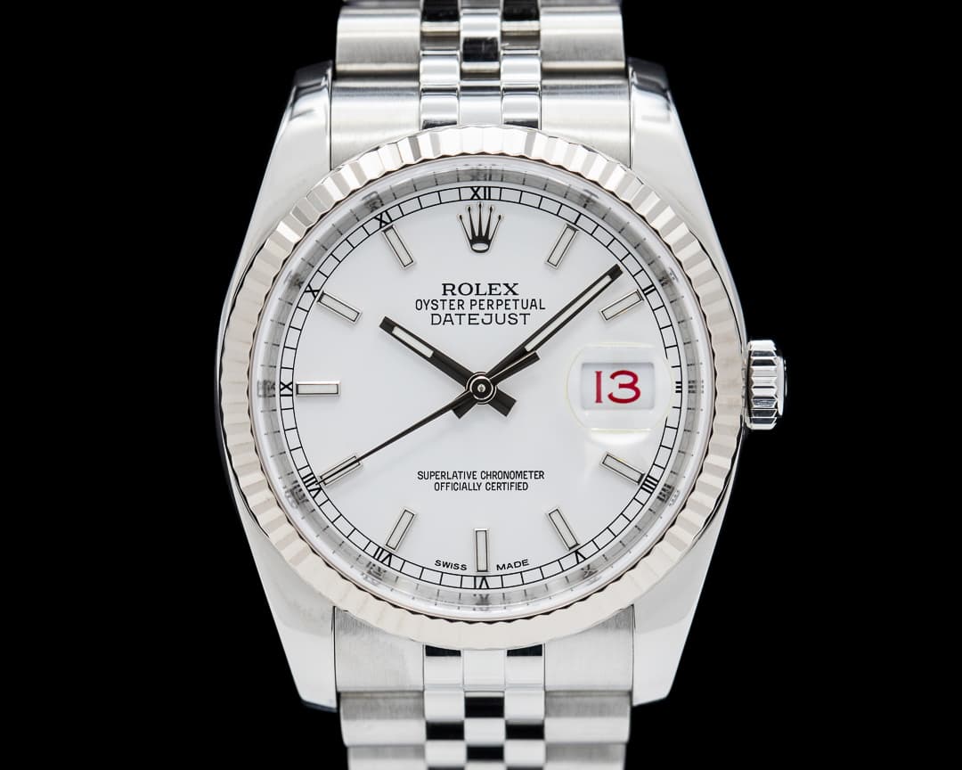 Rolex Datejust SS / White Stick Dial Jubilee