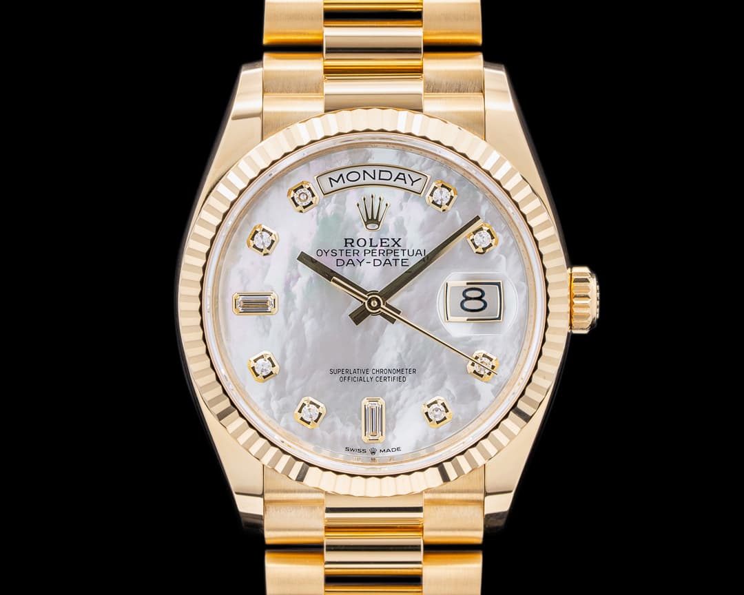 Rolex Day Date President 128238 MOP Diamond Dial 18K YG UNWORN 2024