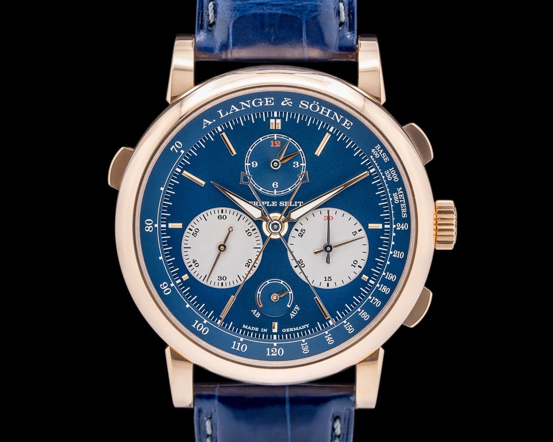 A. Lange and Sohne Triple Split 424.037F Blue Dial 18K Rose Gold