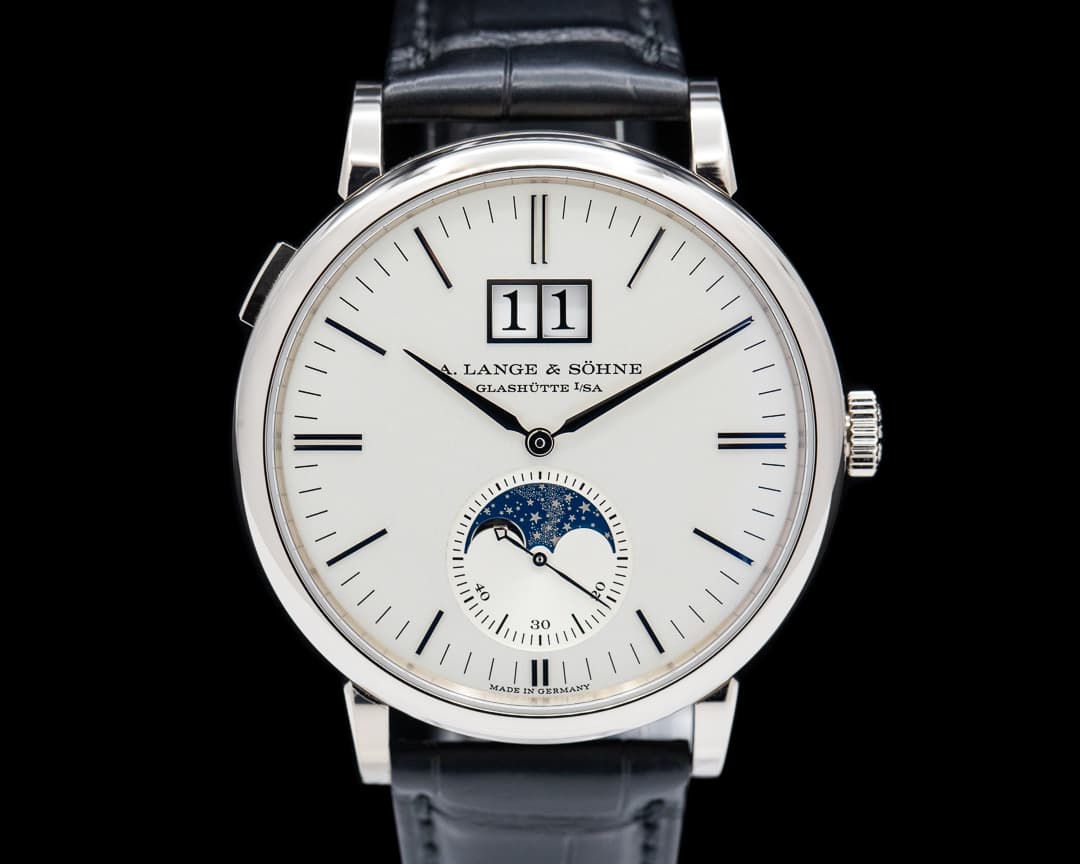 A. Lange and Sohne Saxonia Moon Phase Automatik 18K White Gold