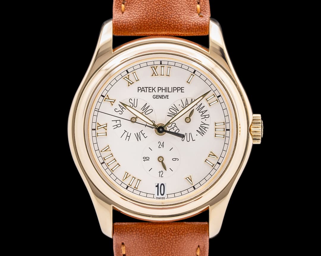 Patek Philippe Annual Calendar 5035J Silver Opaline Dial 18K YG