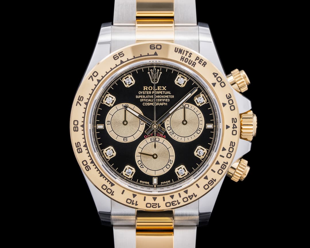 Rolex Daytona Black Diamond Dial 18K YG / SS