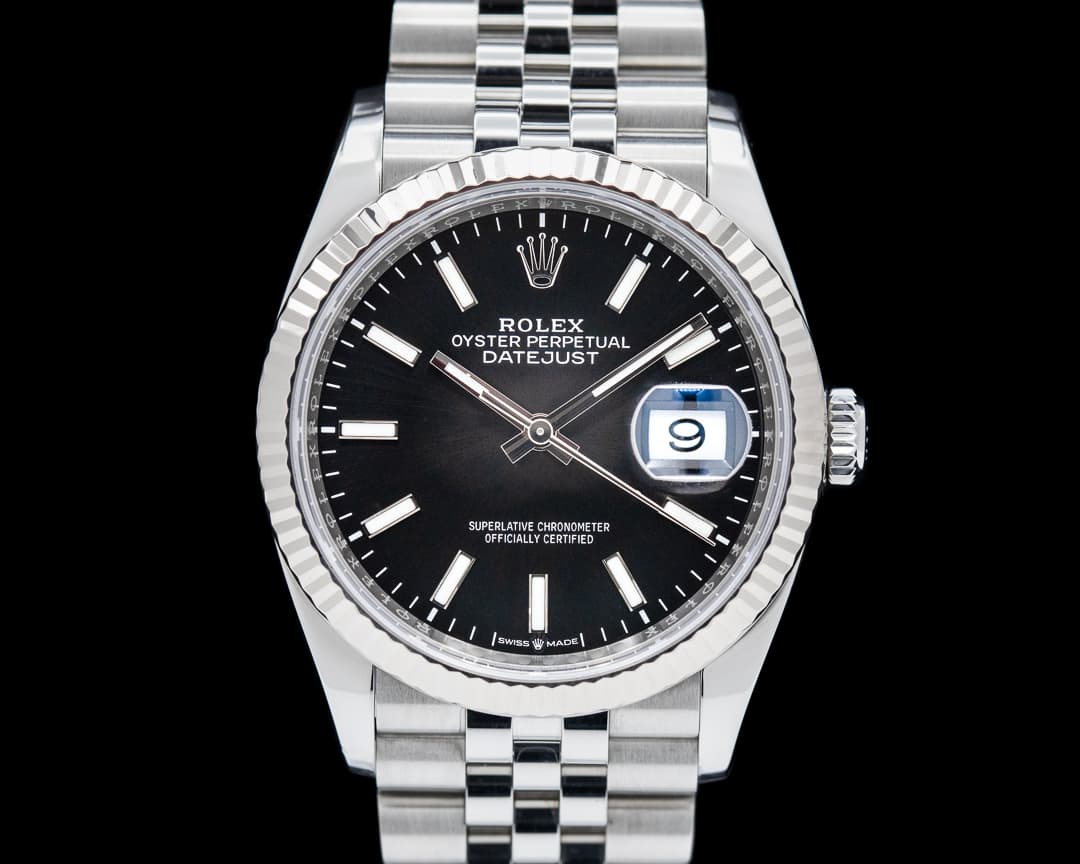 Rolex Datejust 36 Black Stick Dial Jubilee