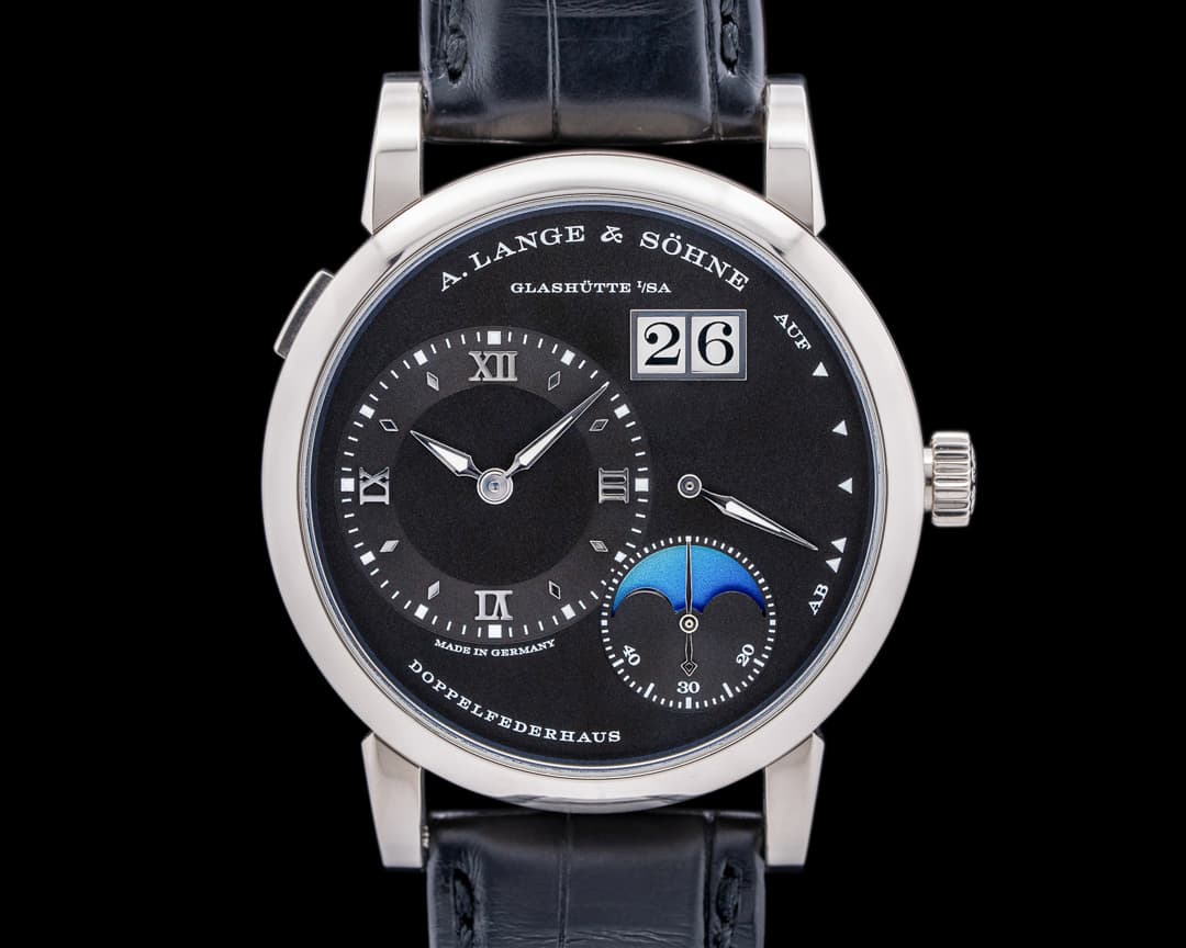 A. Lange and Sohne Lange 1 Moon 192.029 18K White Gold Black Dial