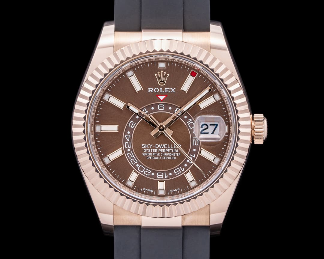 Rolex Sky Dweller 326235 Everose 18K Gold Rhodium Dial / Oysterflex