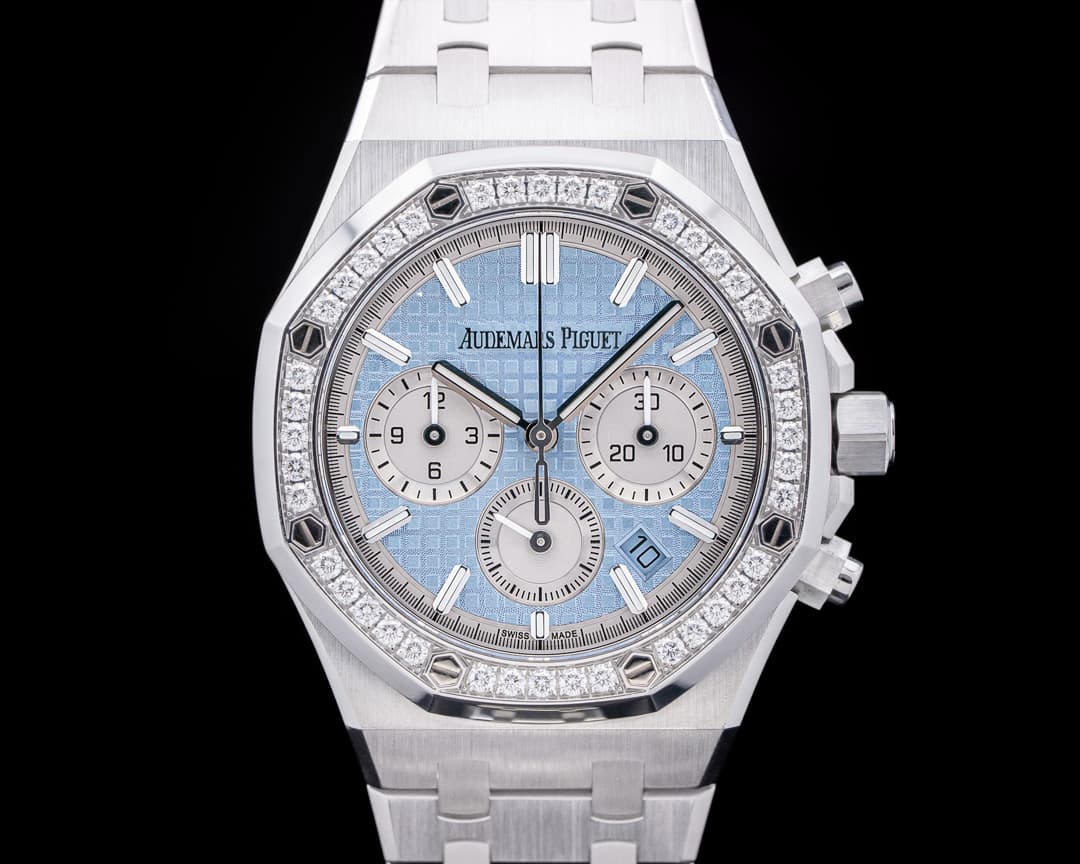Audemars Piguet Royal Oak 26715ST Chronograph Ice Blue Dial Diamonds