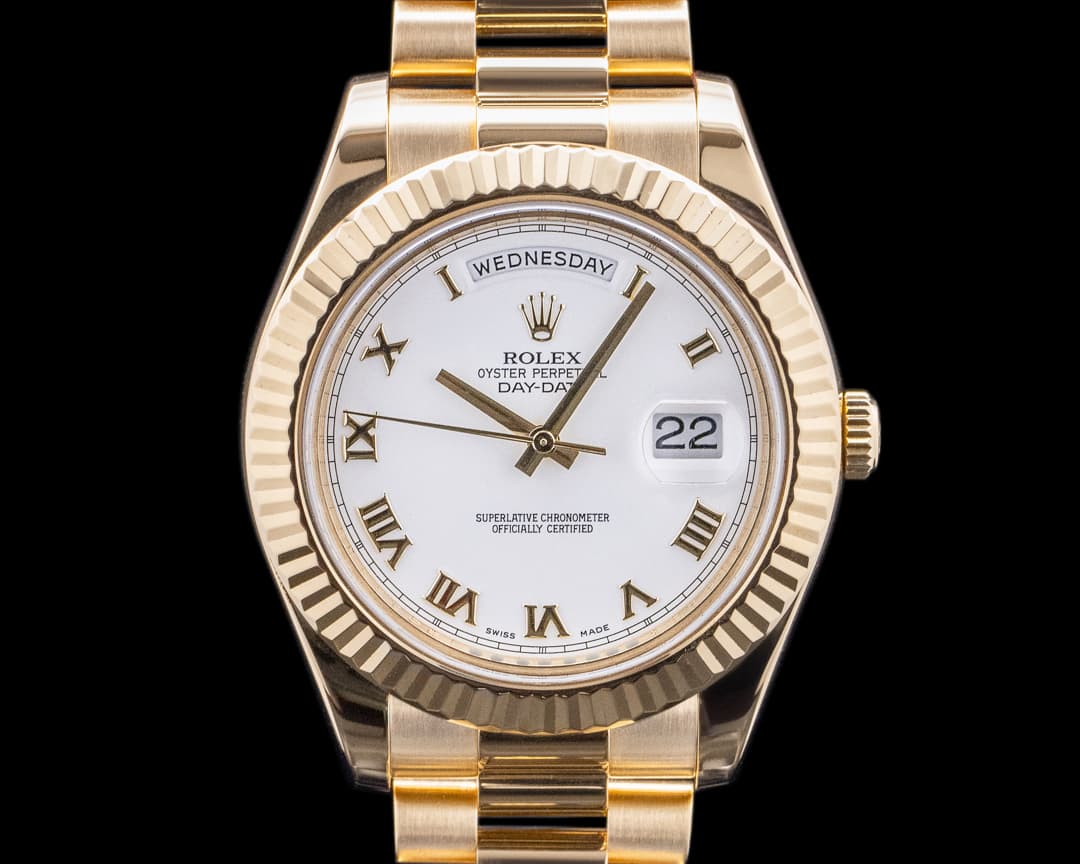 Rolex Day Date II President 18K Yellow Gold White Roman Dial