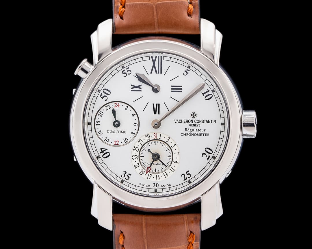 Vacheron Constantin Malte Dual Time Regulator 18K White Gold Silver Dial