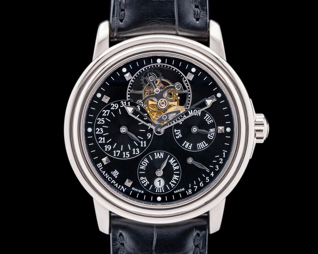 Blancpain Leman Tourbillon Perpetual Calendar Black Dial 18K WG RARE
