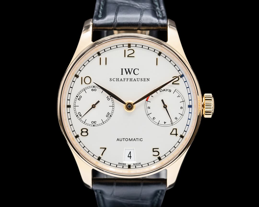 IWC Portuguese 7 Day Automatic 18K Rose Gold Silver Dial