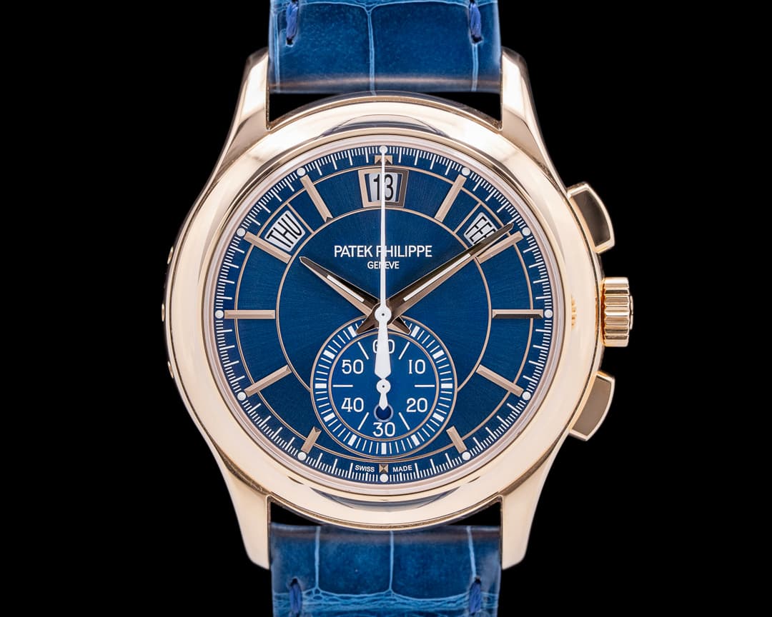 Patek Philippe Chronograph Annual 5905R Calendar 18K Rose Gold Blue Dial